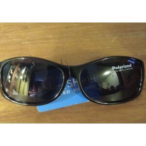 Solar Shield Polarized Fits Over Sunglasses Blk Gry AZT, NWT